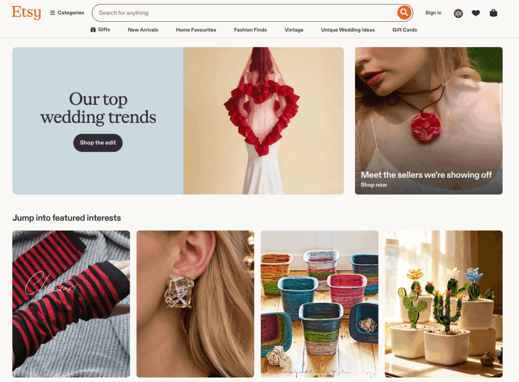 etsy homepage